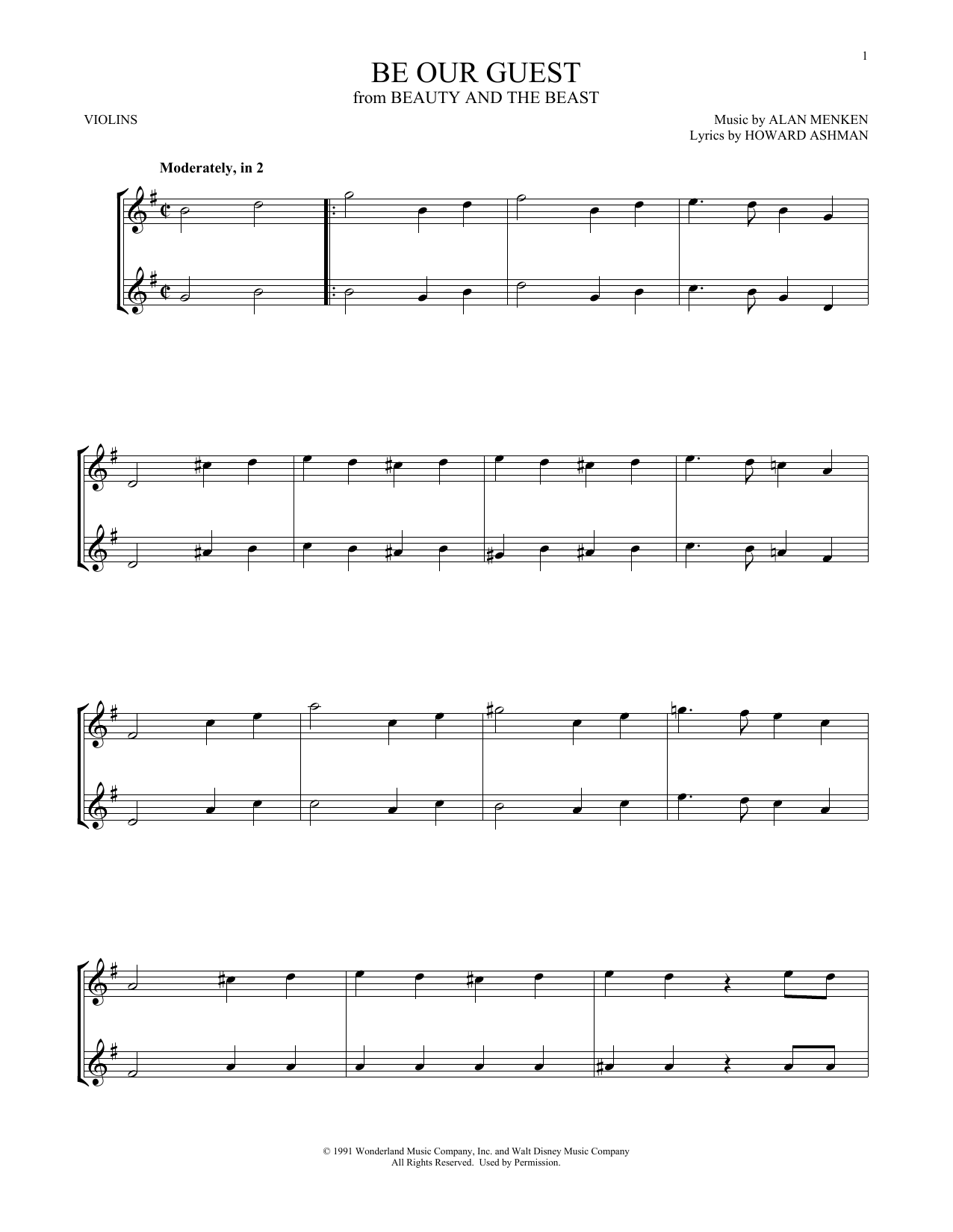 Download Alan Menken Be Our Guest (from Beauty And The Beast Sheet Music