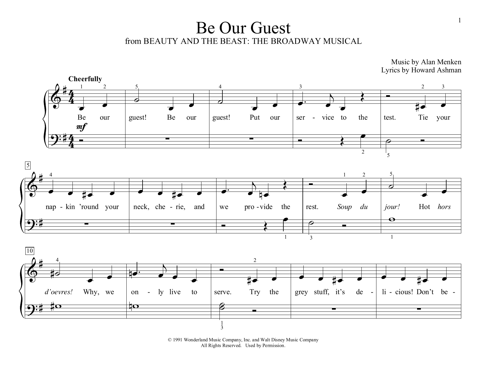 Download Alan Menken Be Our Guest (from Beauty and The Beast Sheet Music