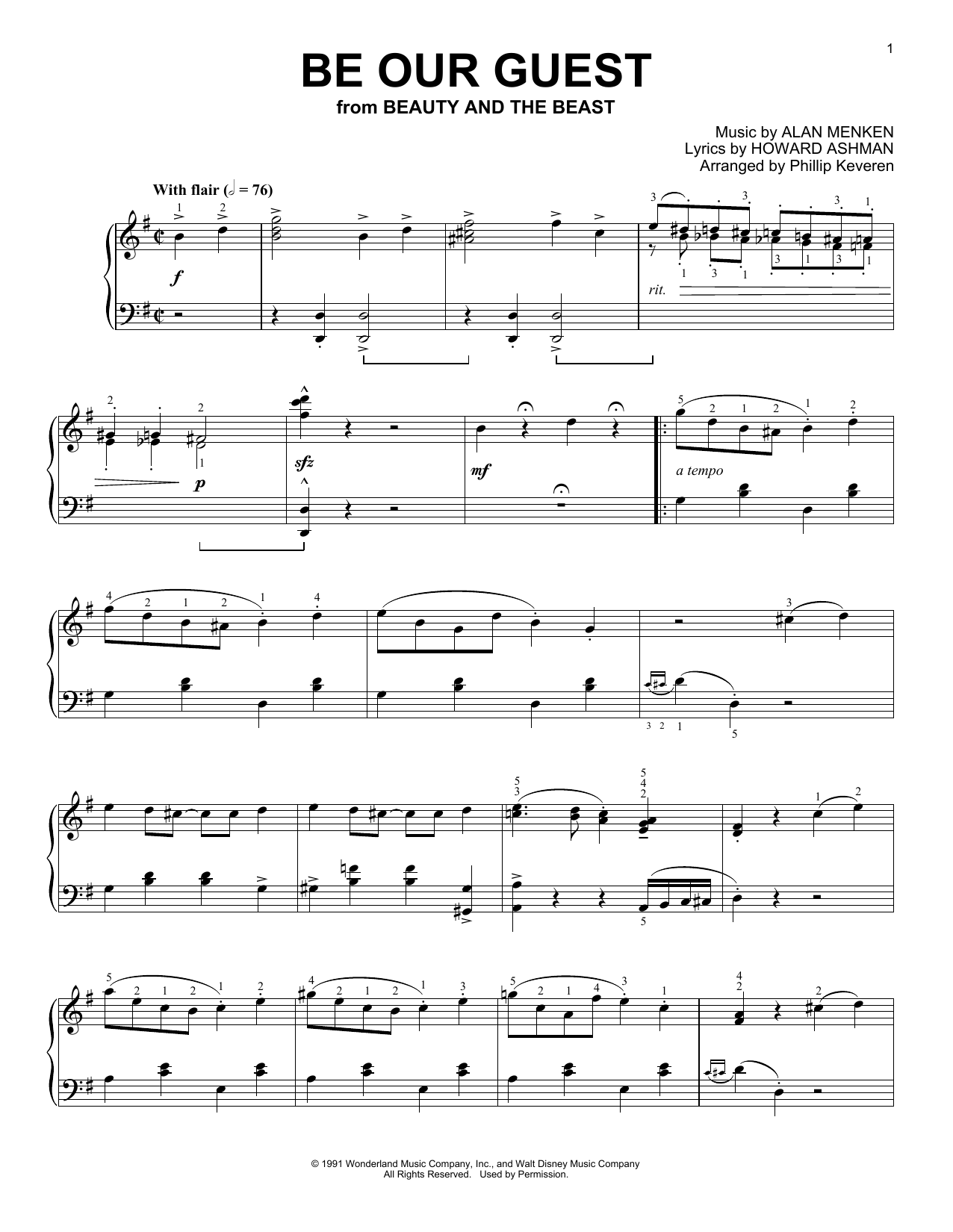 Download Alan Menken Be Our Guest [Ragtime version] (from Be Sheet Music