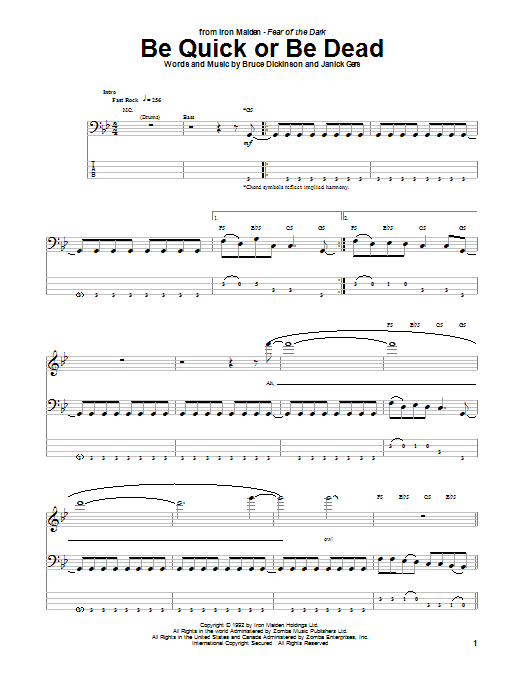 Download Iron Maiden Be Quick Or Be Dead Sheet Music