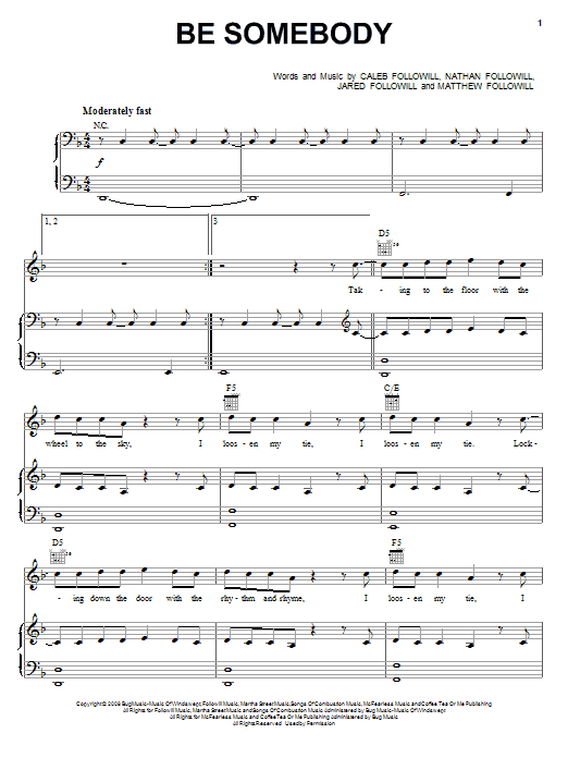 Download Kings Of Leon Be Somebody Sheet Music