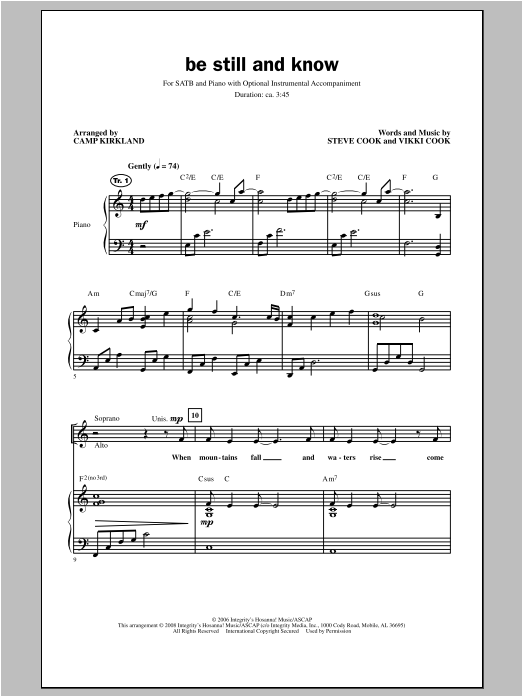 Download Camp Kirkland Be Still And Know Sheet Music