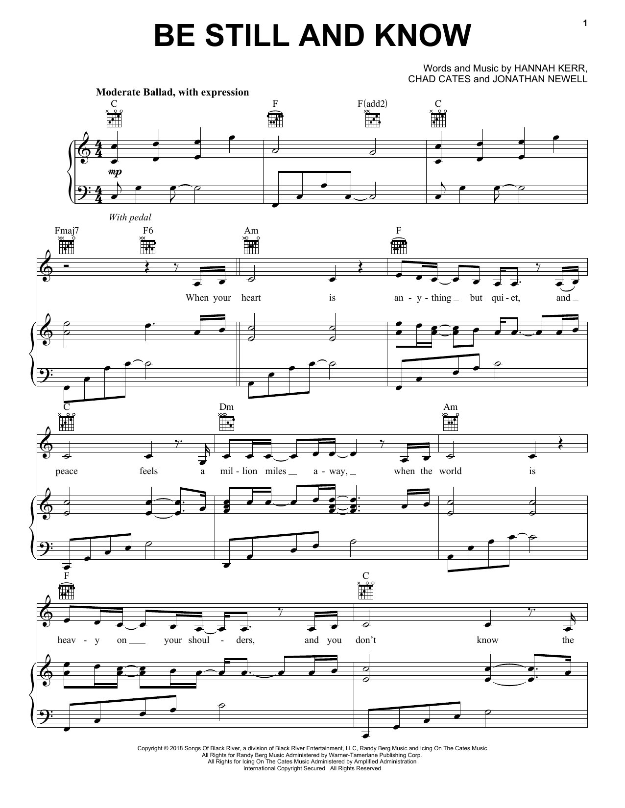 Download Hannah Kerr Be Still And Know Sheet Music