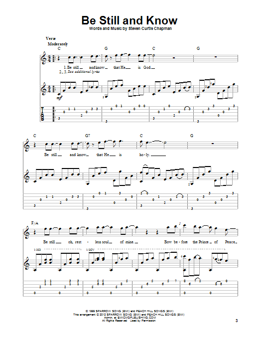 Download Steven Curtis Chapman Be Still And Know Sheet Music