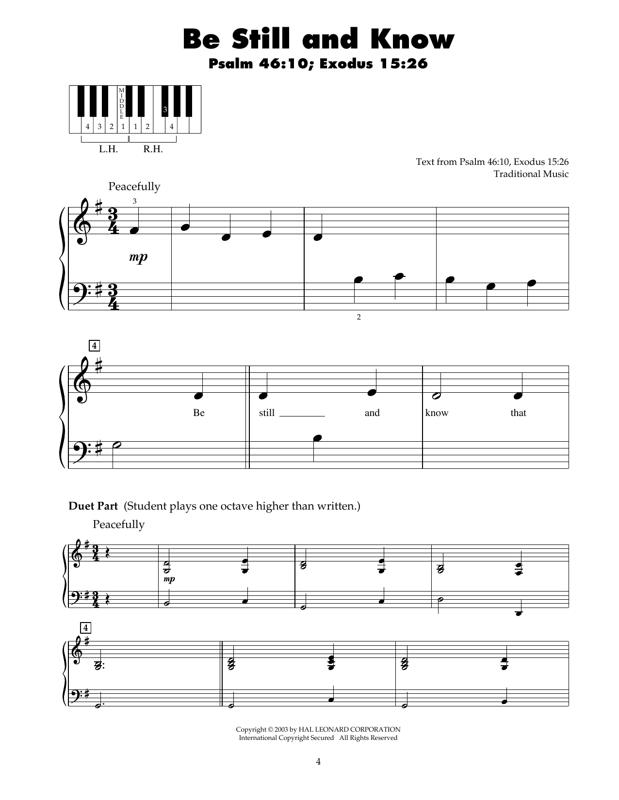Download Traditional Be Still And Know Sheet Music