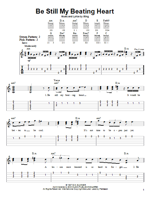 Download Sting Be Still My Beating Heart Sheet Music