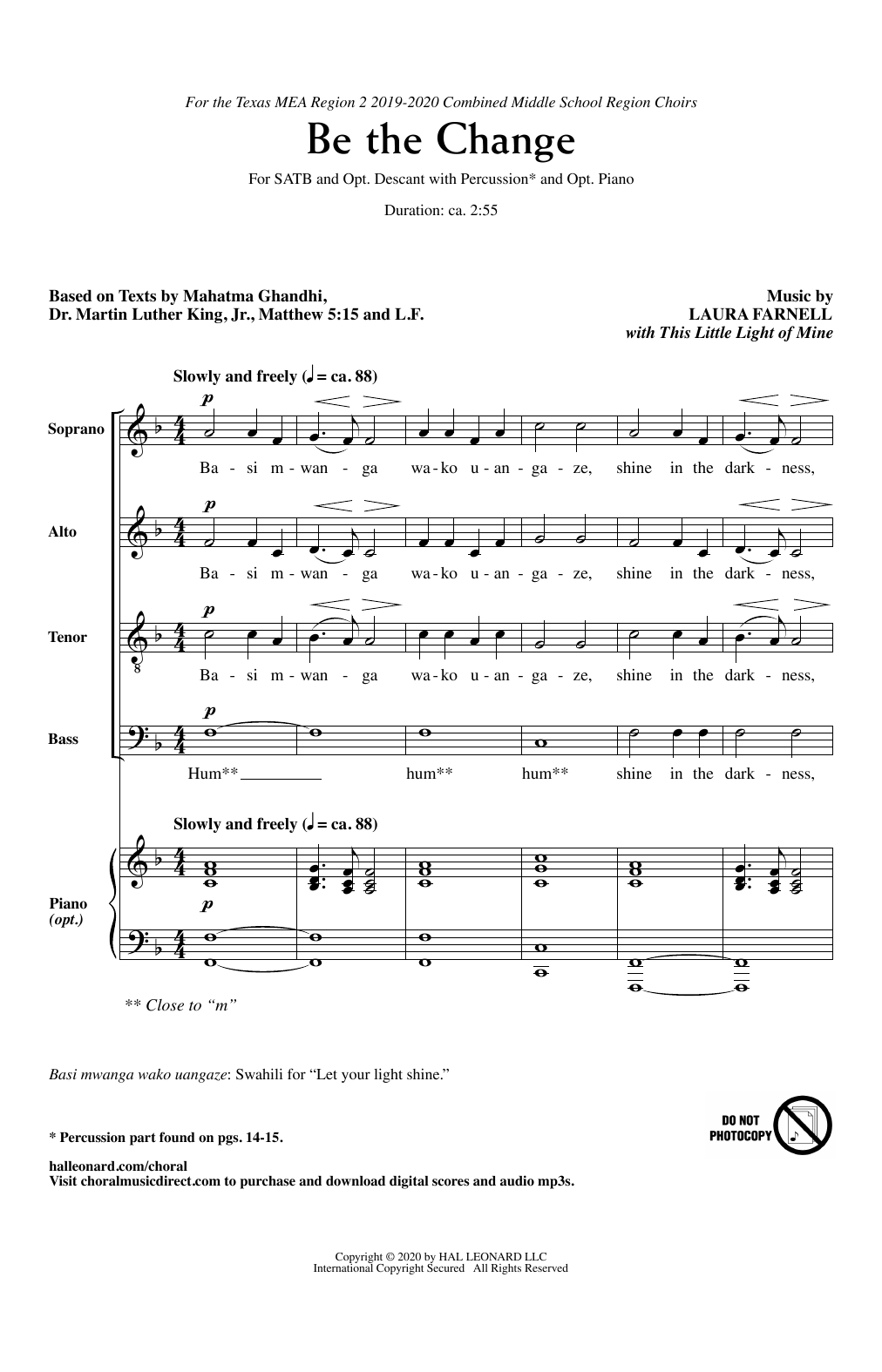 Download Laura Farnell Be The Change Sheet Music