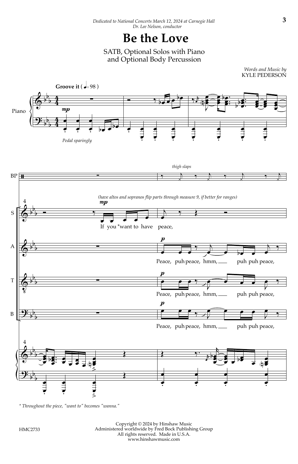 Kyle Pederson Be The Love sheet music notes printable PDF score