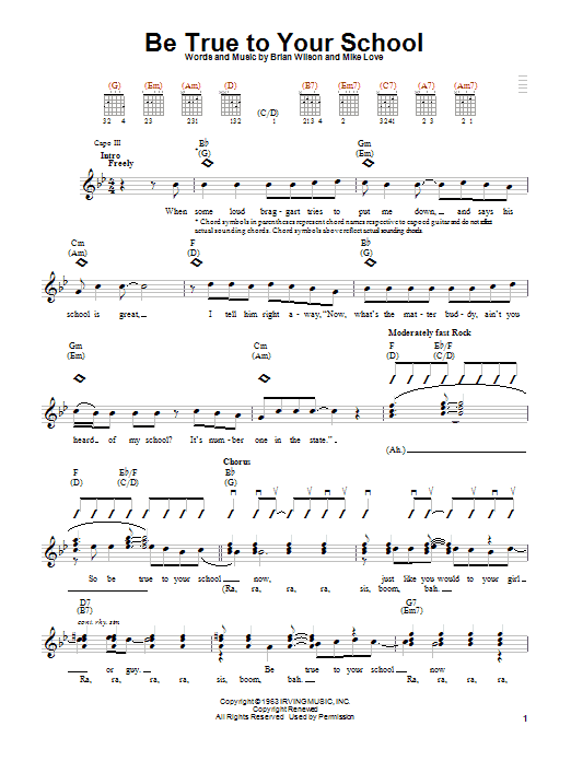 Download The Beach Boys Be True To Your School Sheet Music