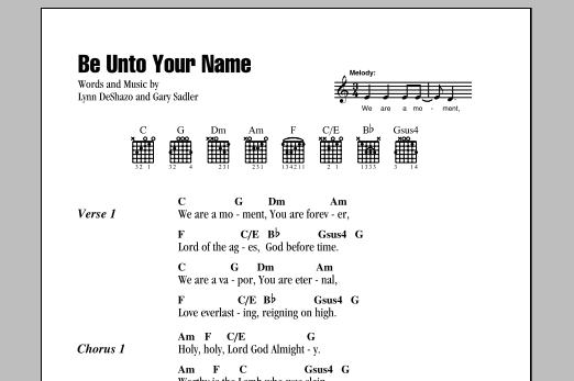 Download Robin Mark Be Unto Your Name Sheet Music