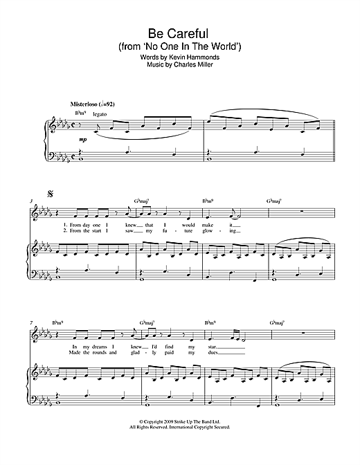 Download Charles Miller & Kevin Hammonds Be Careful (from No One In The World) Sheet Music