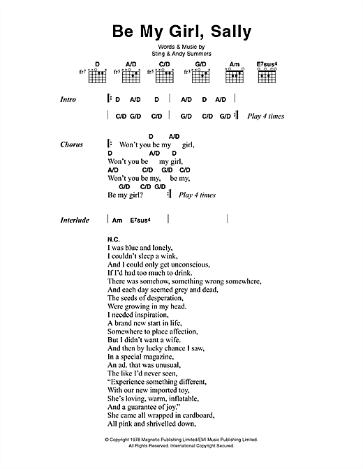 Download The Police Be My Girl, Sally Sheet Music