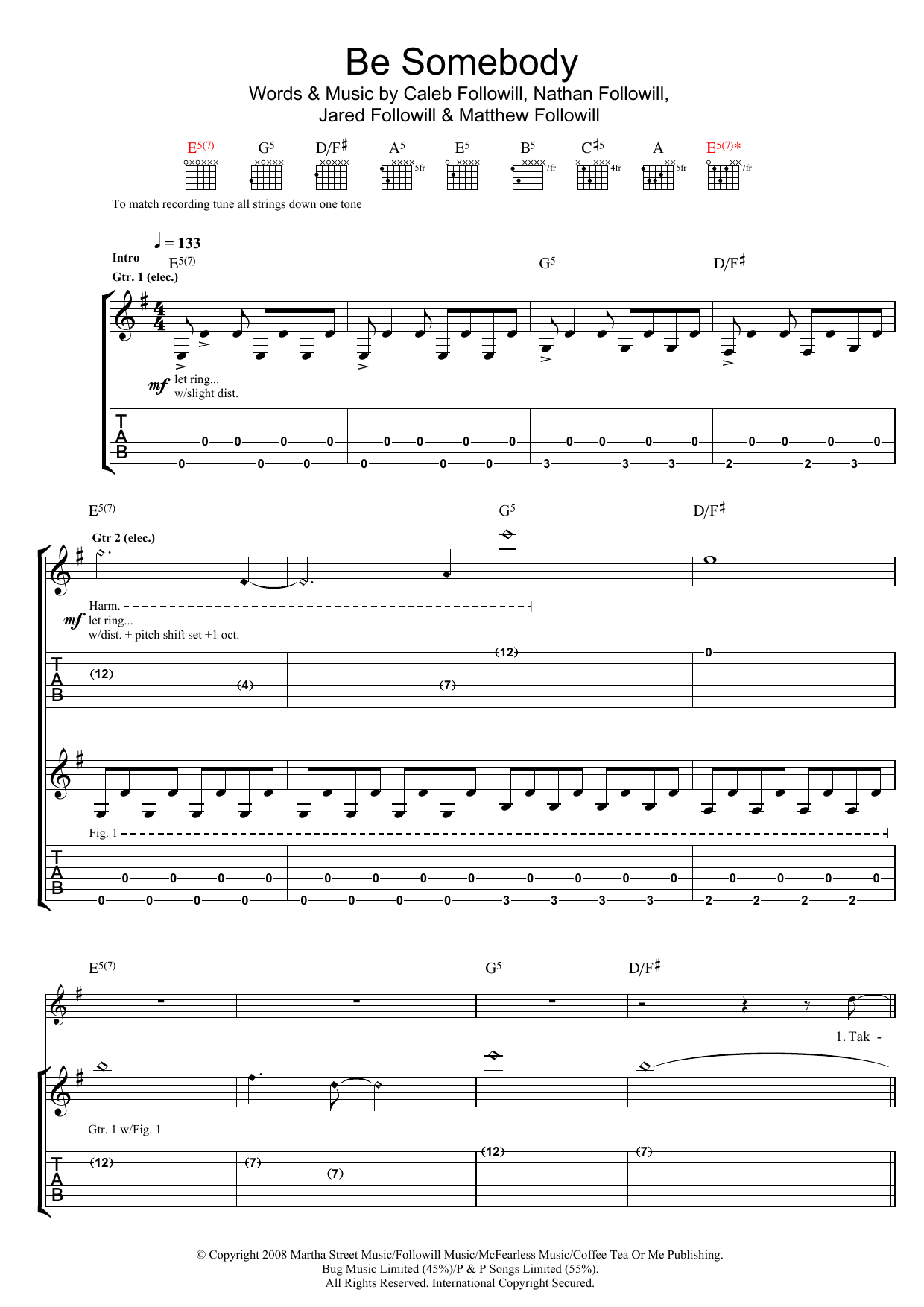 Download Kings Of Leon Be Somebody Sheet Music