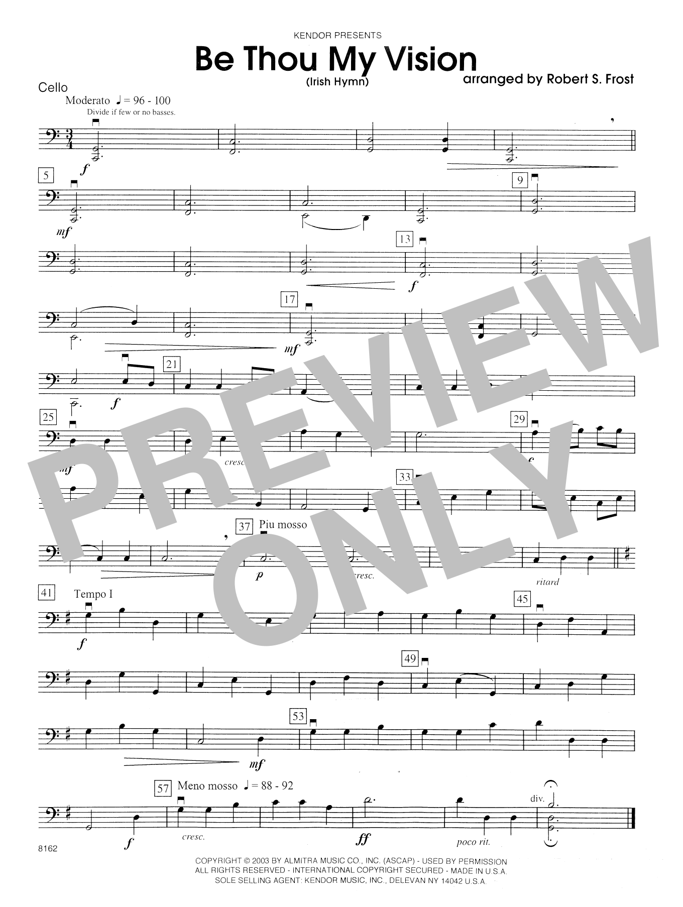 Download Robert S. Frost Be Thou My Vision (Irish Hymn) - Cello Sheet Music
