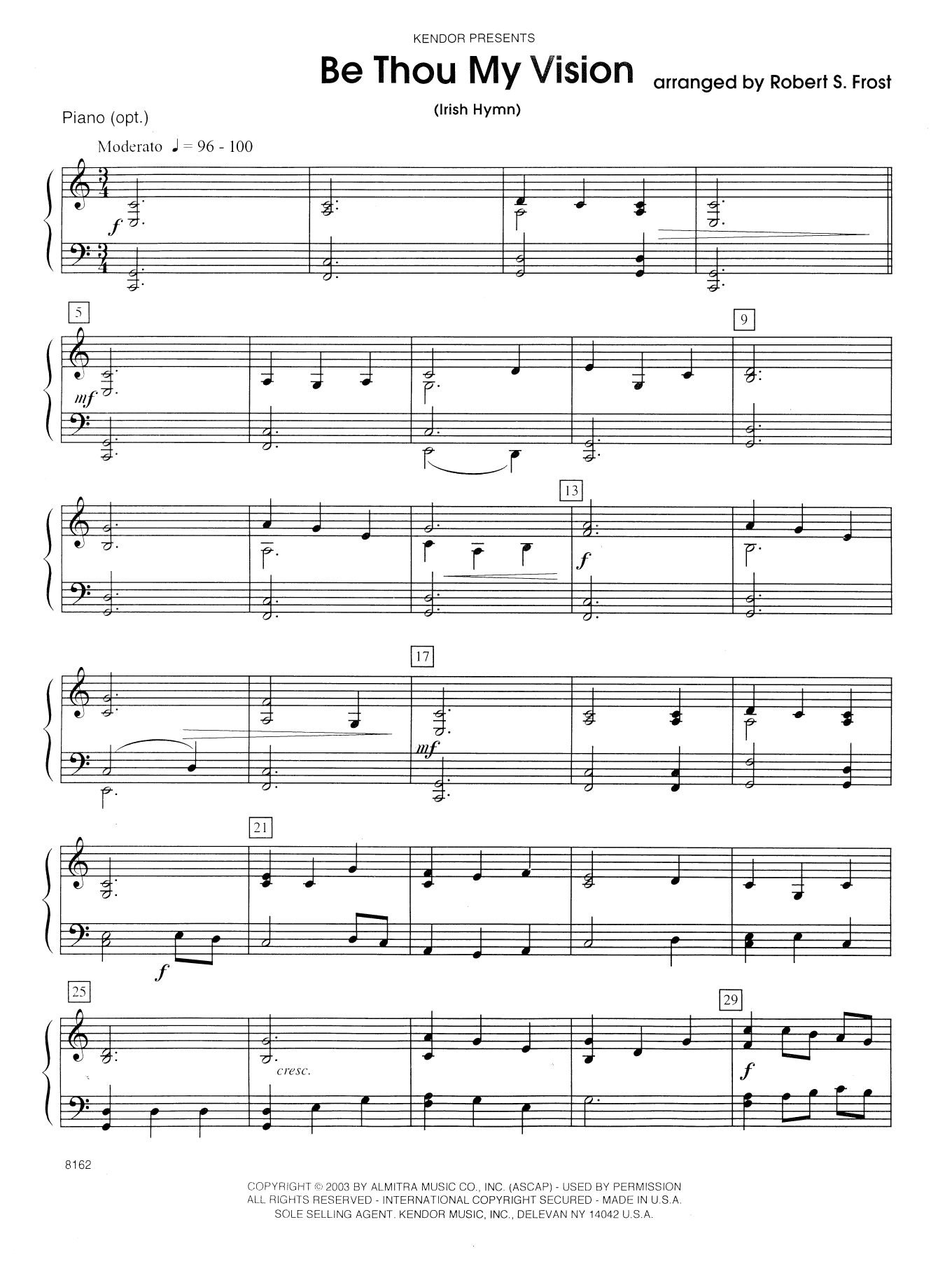 Download Robert S. Frost Be Thou My Vision (Irish Hymn) - Piano Sheet Music