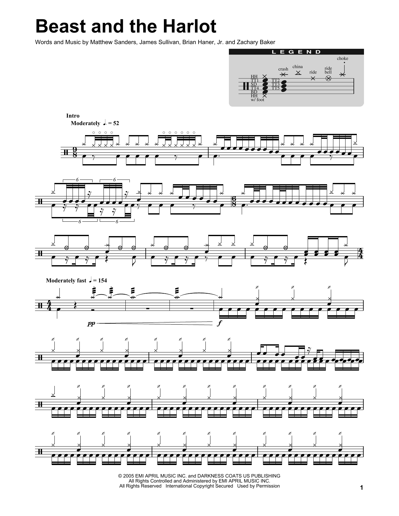 Download Avenged Sevenfold Beast And The Harlot Sheet Music