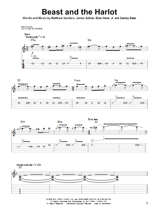 Download Avenged Sevenfold Beast And The Harlot Sheet Music