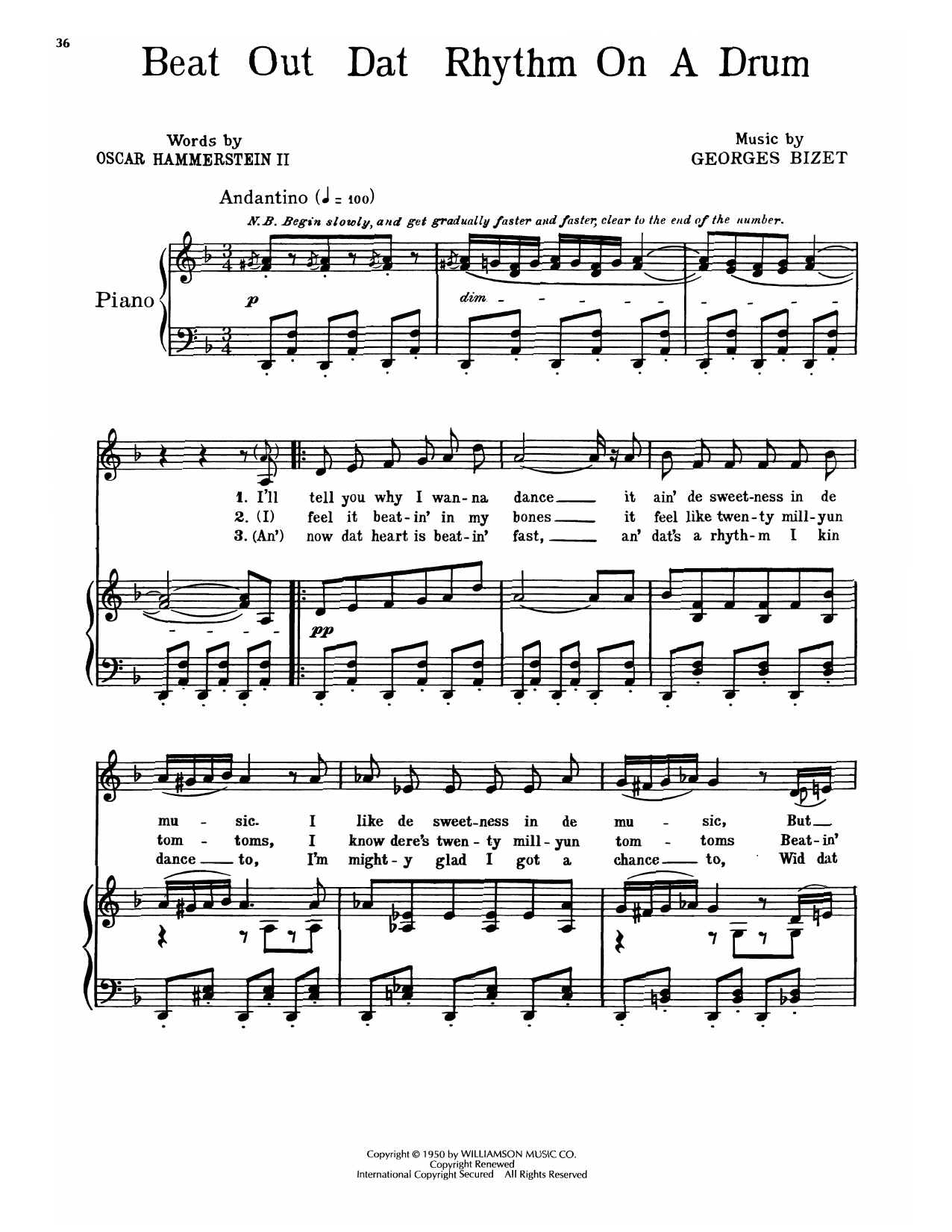 Download Oscar Hammerstein II & Georges Bizet Beat Out Dat Rhythm On A Drum (from Car Sheet Music