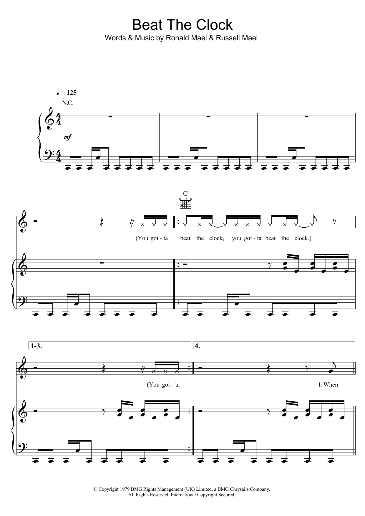 Download Sparks Beat The Clock Sheet Music