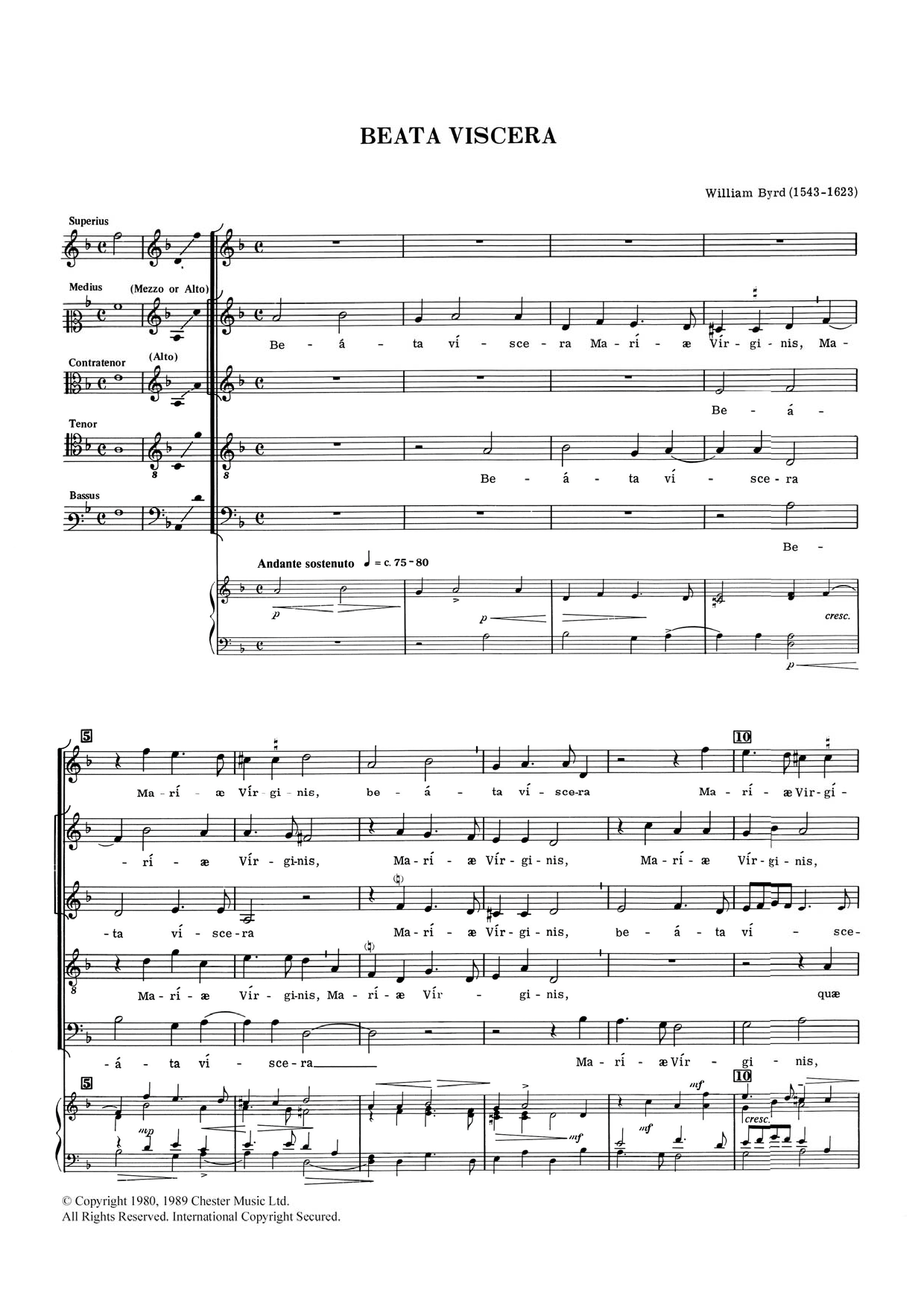 Download William Byrd Beata Viscera Sheet Music