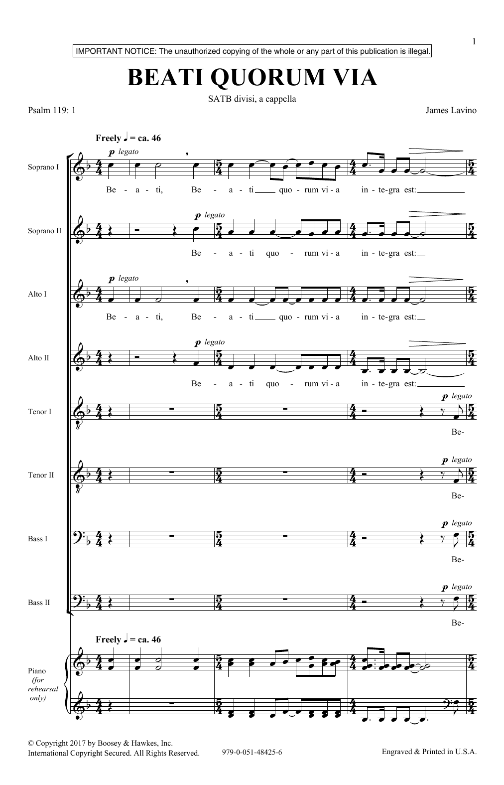 Download James Lavino Beati Quorum Via Sheet Music