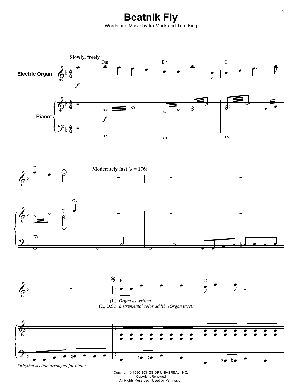 Download Johnny & The Hurricanes Beatnik Fly Sheet Music