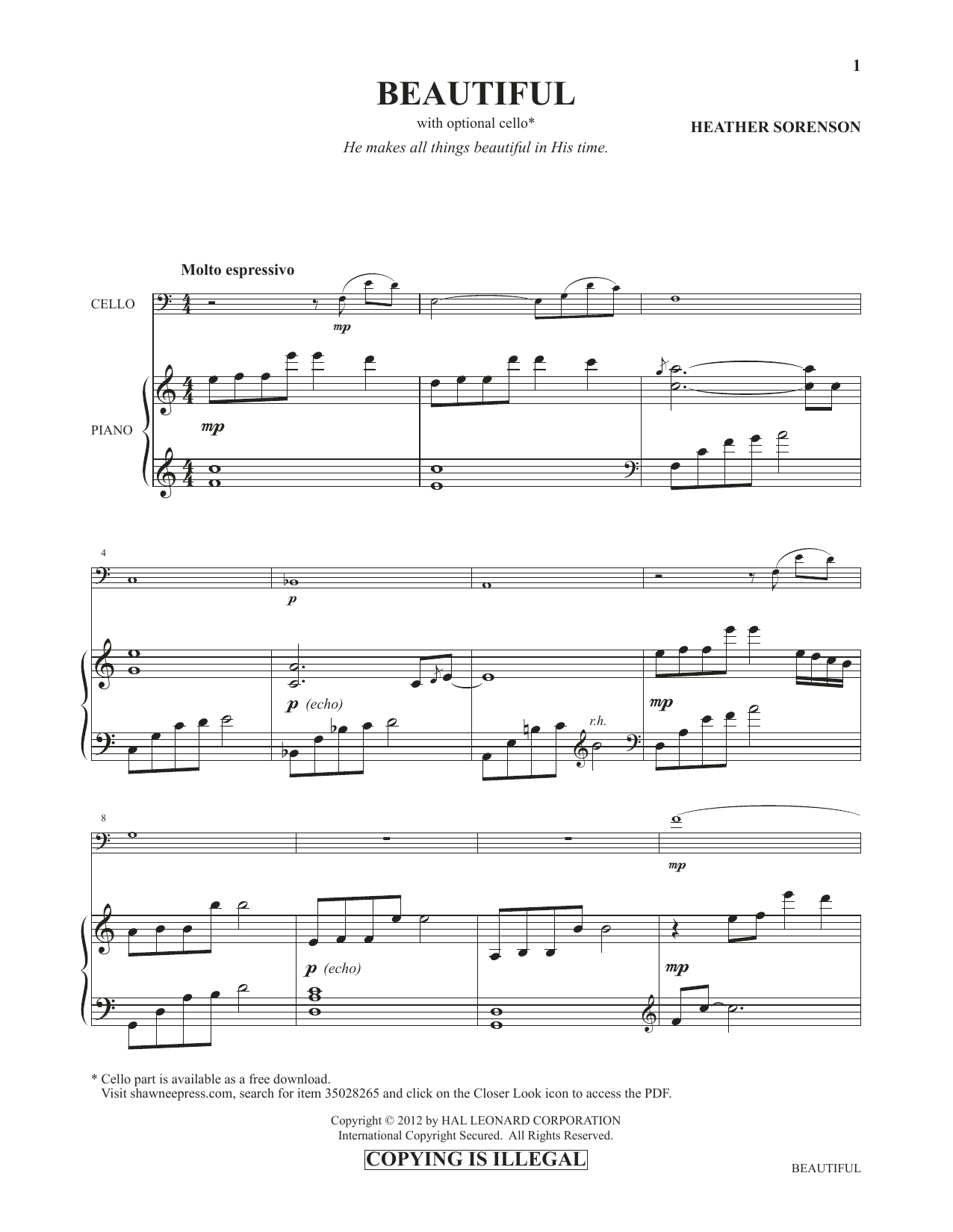 Download Heather Sorenson Beautiful (from Images: Sacred Piano Re Sheet Music