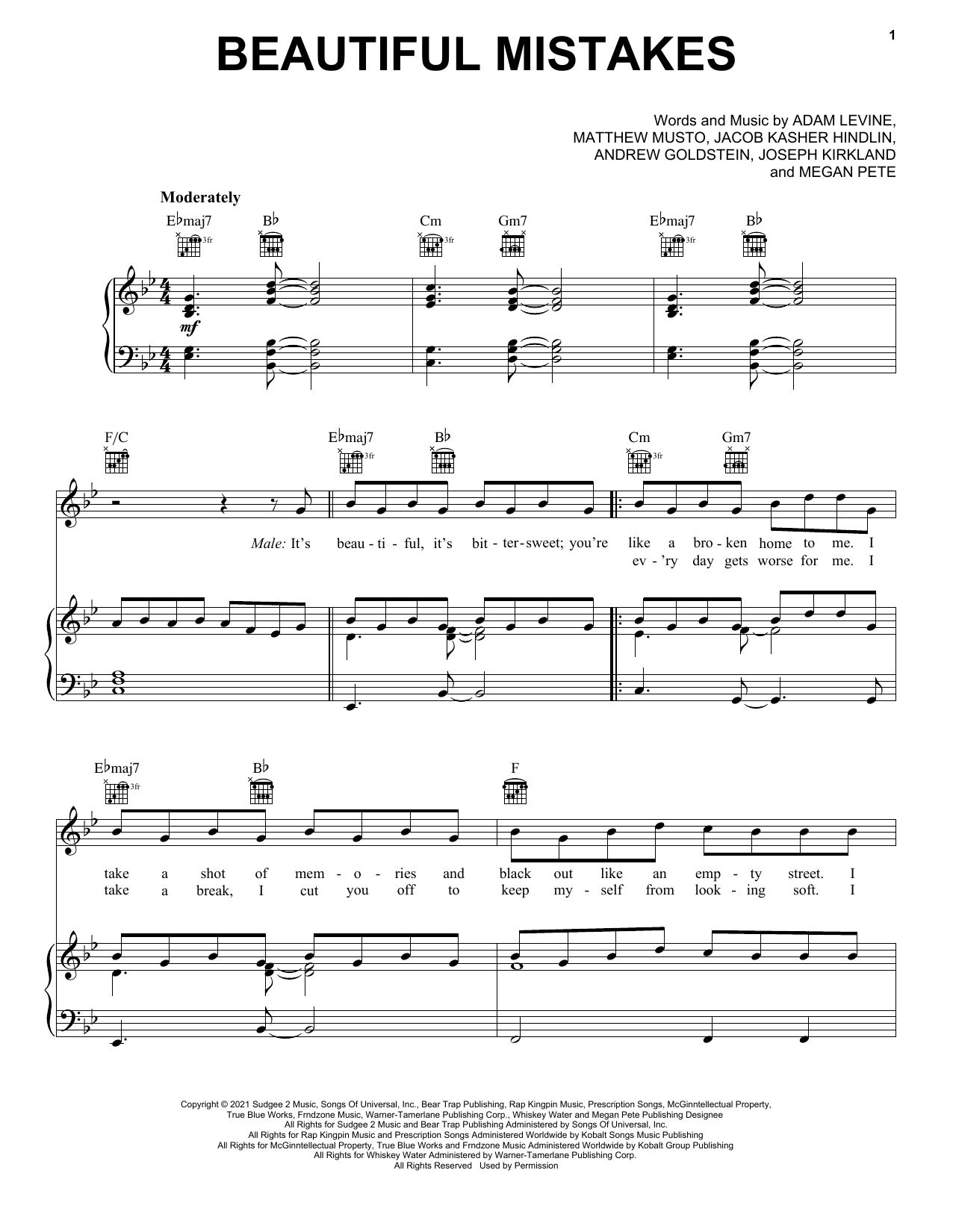 Download Maroon 5 Beautiful Mistakes (feat. Megan Thee St Sheet Music