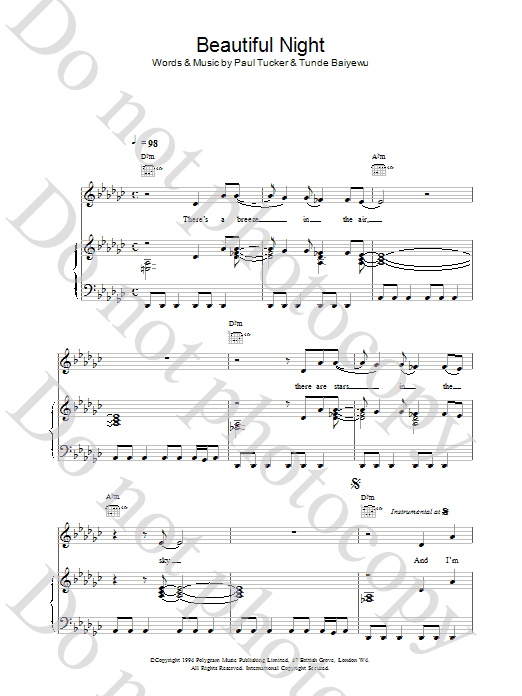 Download The Lighthouse Family Beautiful Night Sheet Music