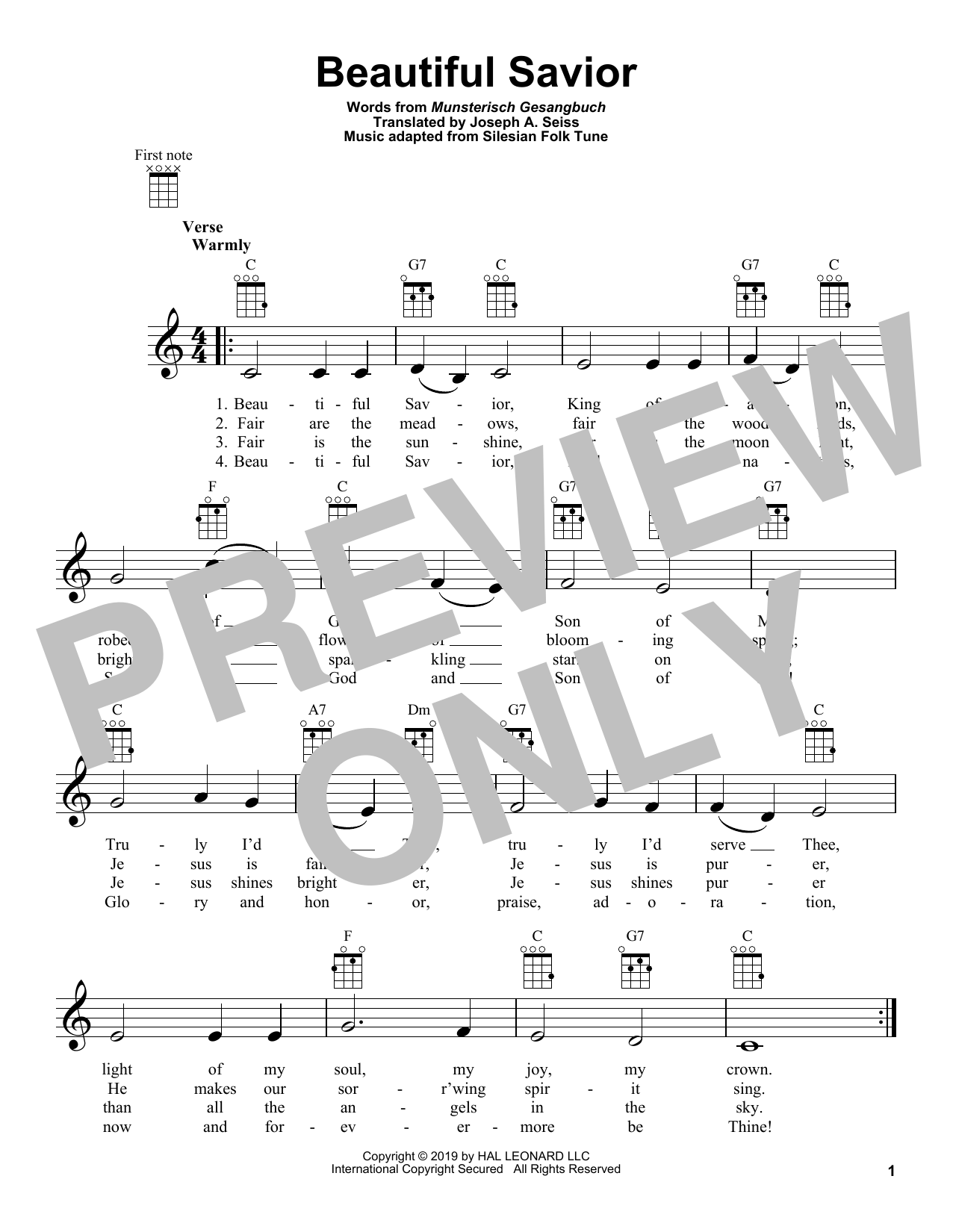 Download Traditional Hymn Beautiful Savior Sheet Music