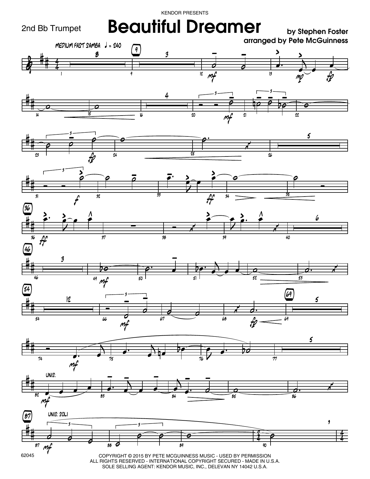Download Stephen Foster Beautiful Dreamer - 2nd Bb Trumpet Sheet Music
