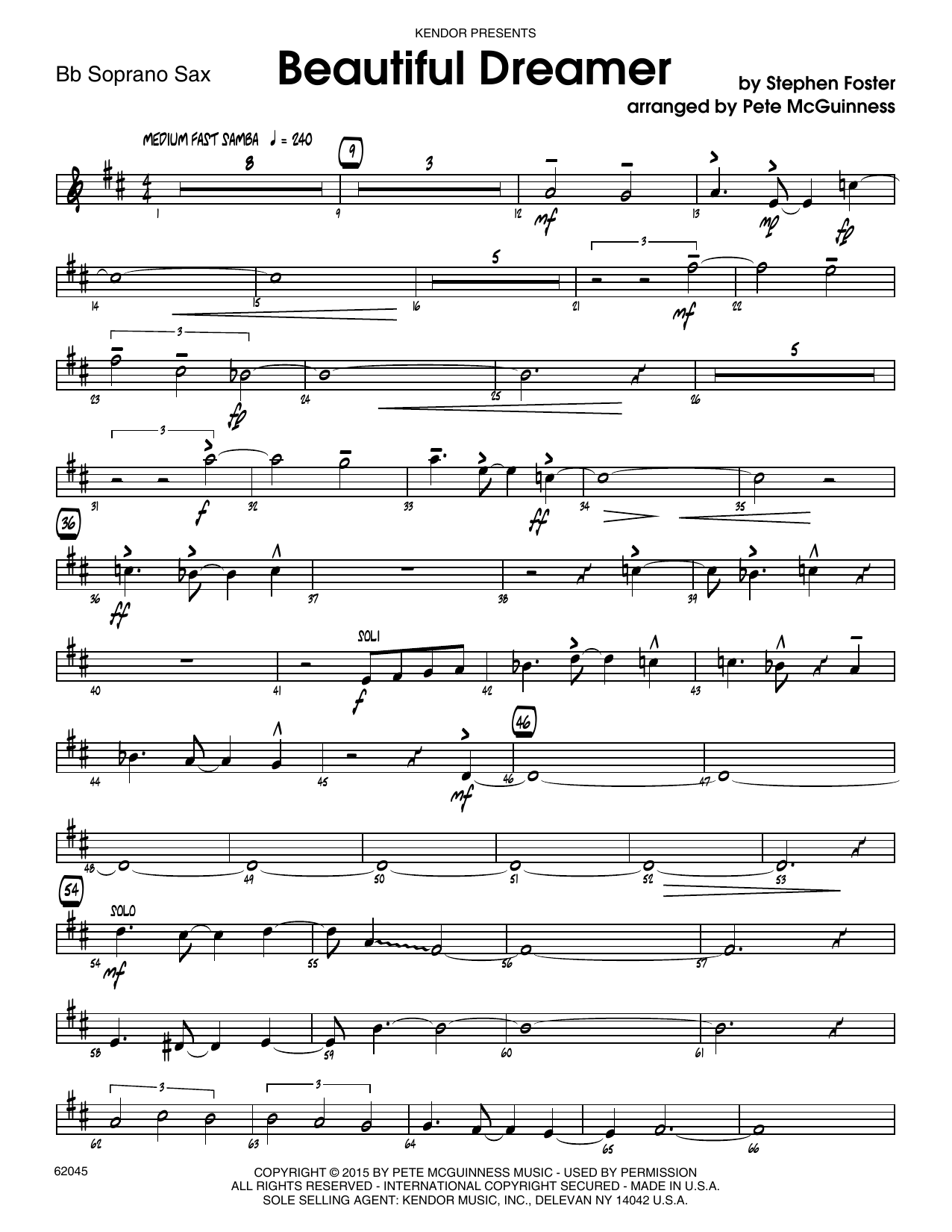 Download Stephen Foster Beautiful Dreamer - Bb Soprano Sax Sheet Music