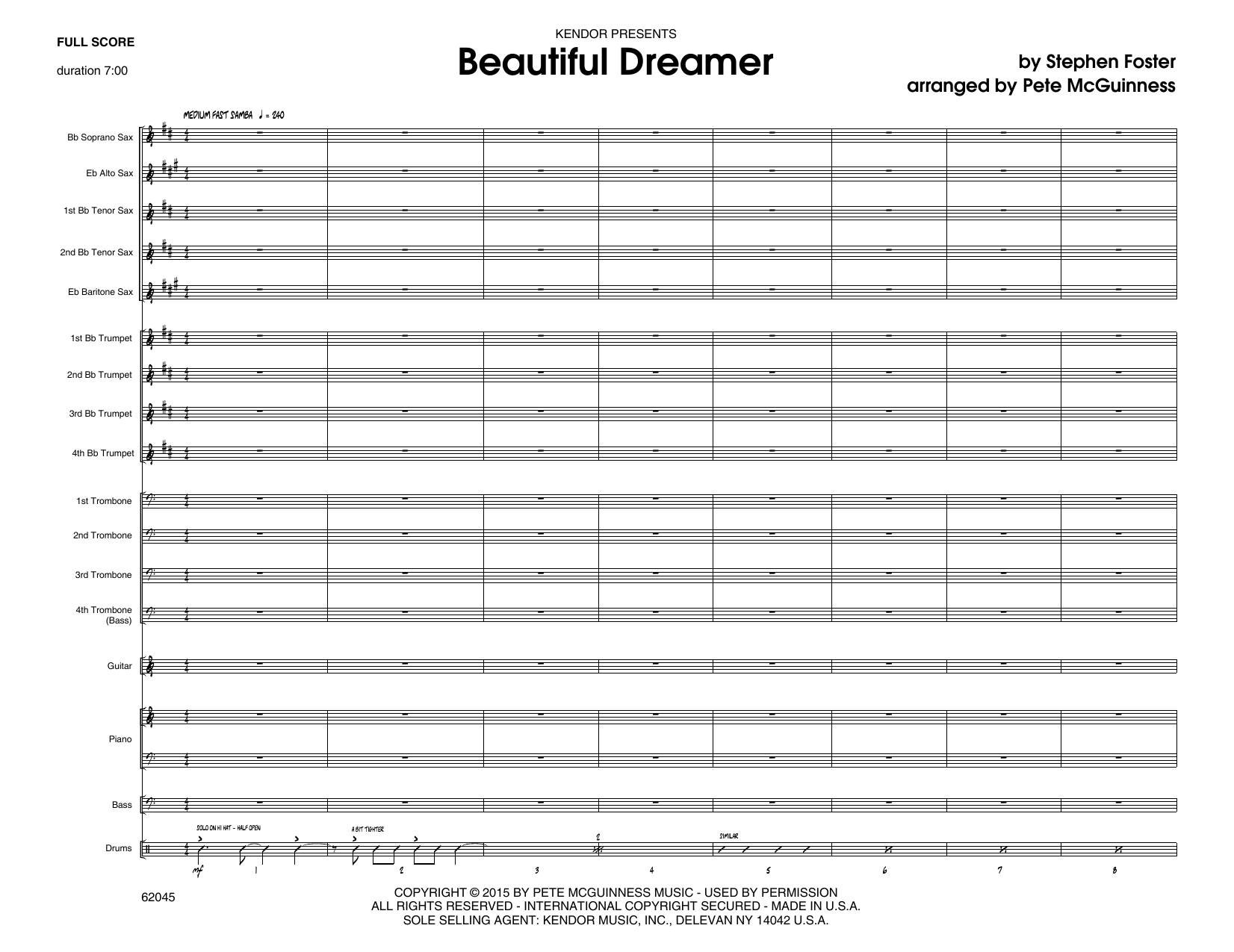 Download Stephen Foster Beautiful Dreamer - Full Score Sheet Music