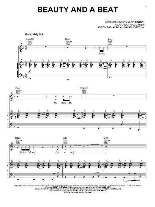 Download Justin Bieber Beauty And A Beat Sheet Music