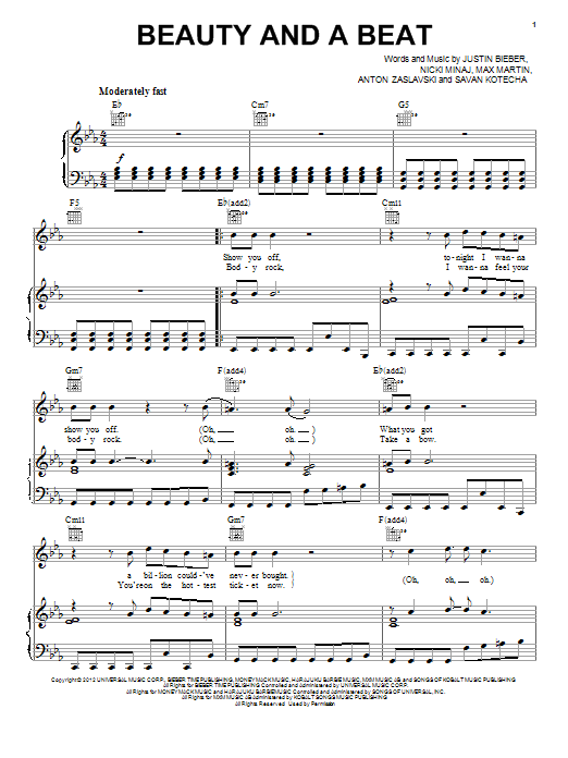 Download Justin Bieber Beauty And A Beat Sheet Music