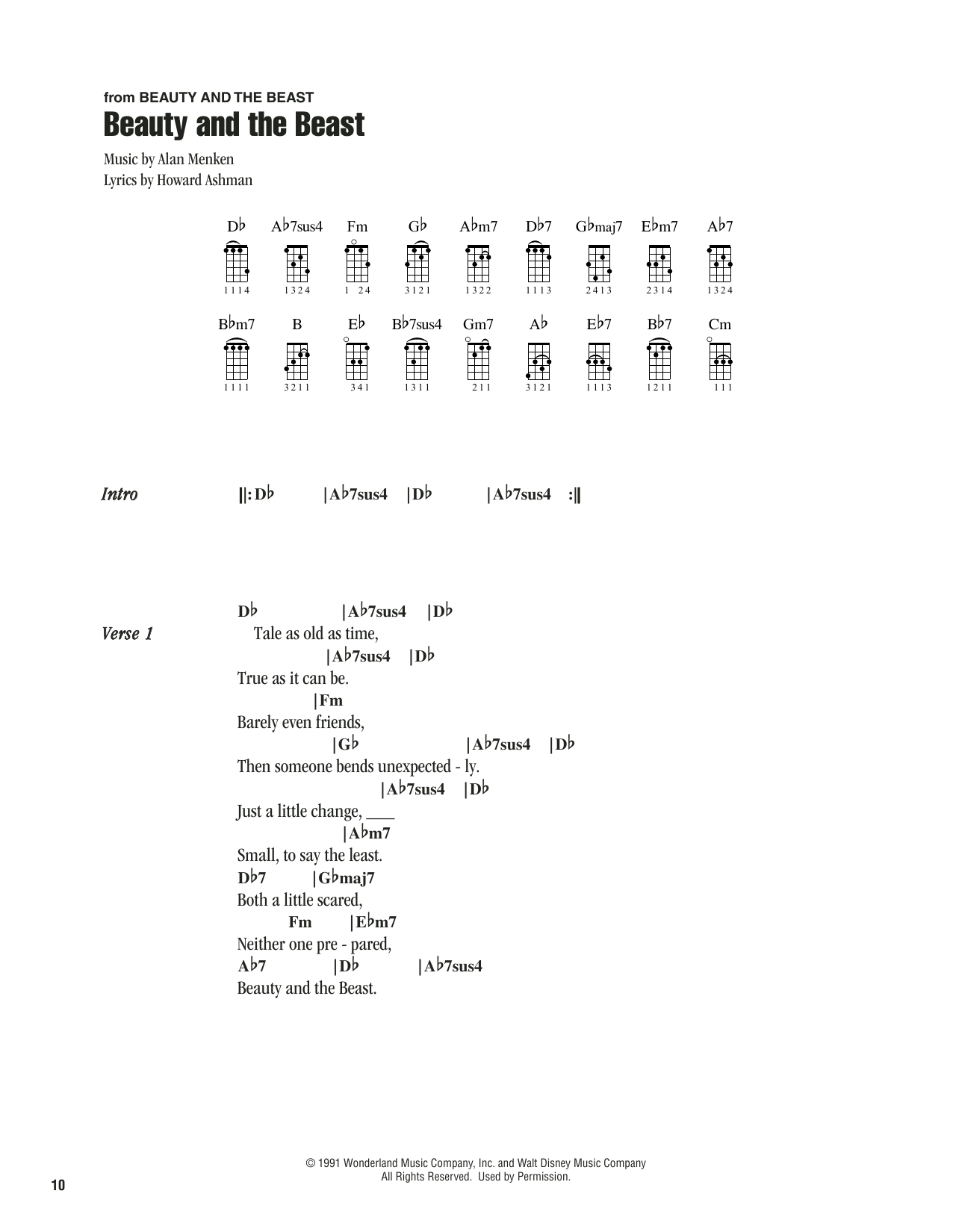 Alan Menken & Howard Ashman Beauty And The Beast sheet music notes printable PDF score
