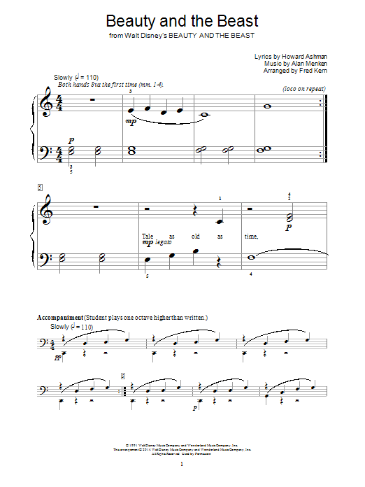 Download Fred Kern Beauty And The Beast Sheet Music
