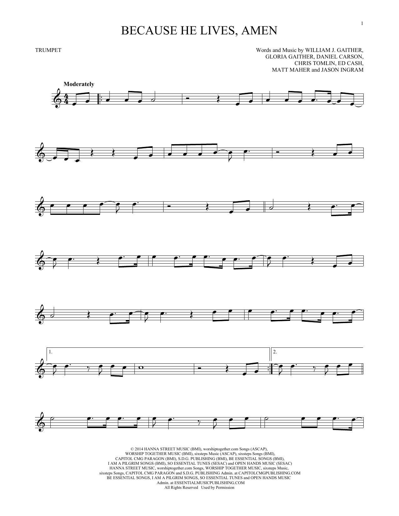 Matt Maher Because He Lives, Amen sheet music notes printable PDF score