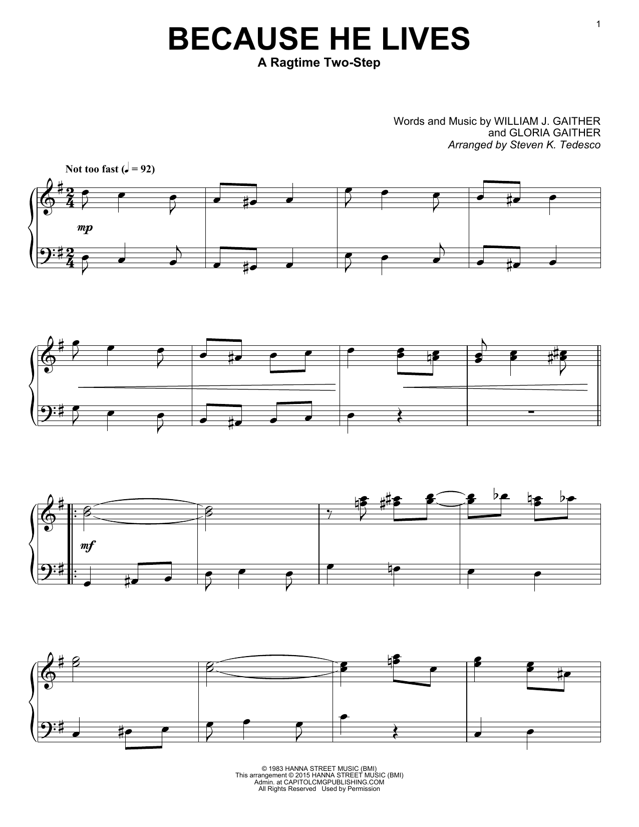Download Gaither Vocal Band Because He Lives Sheet Music