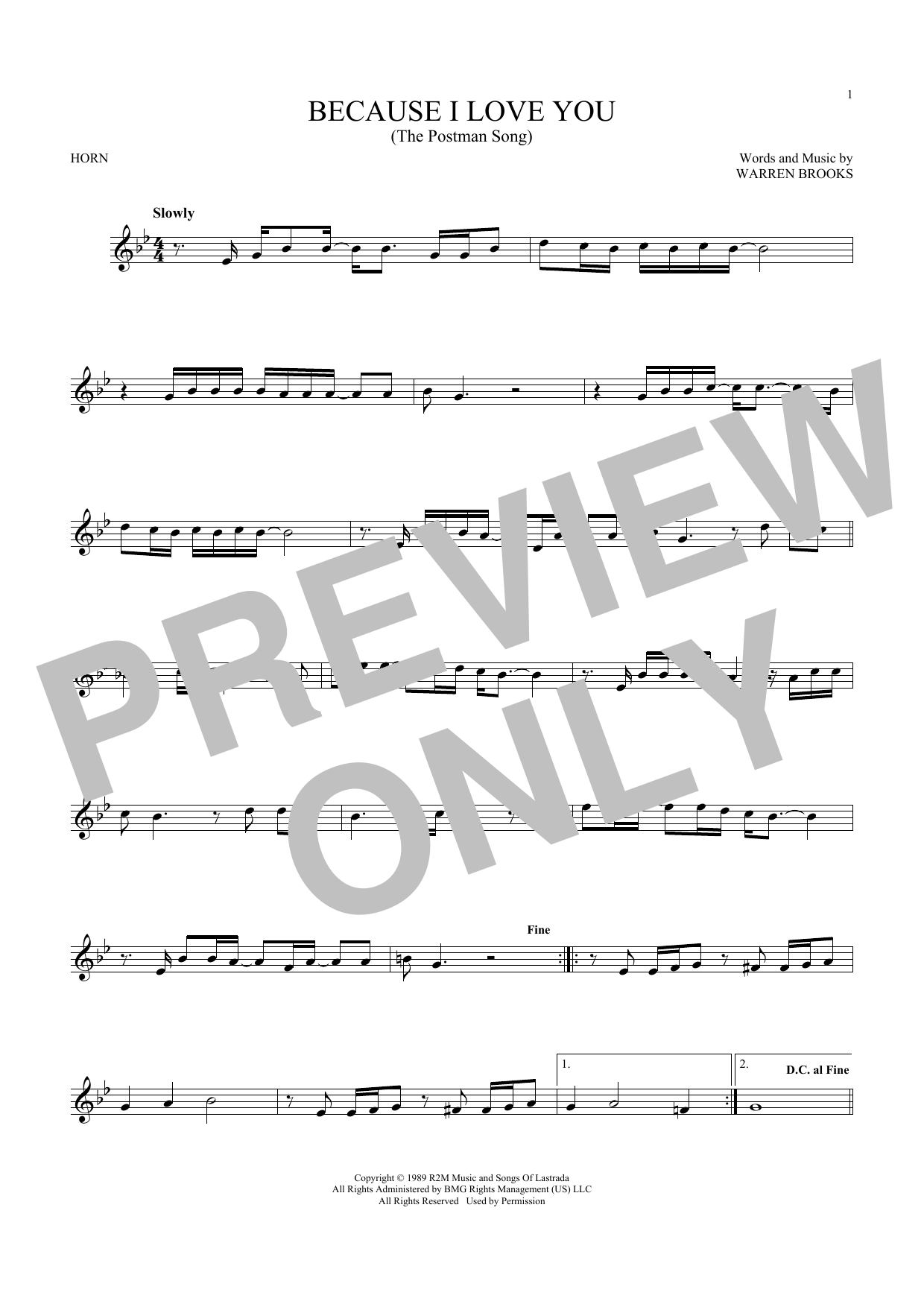 Download Stevie B Because I Love You (The Postman Song) Sheet Music