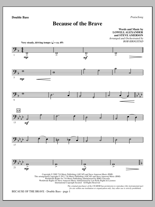 Download Bob Krogstad Because Of The Brave - Double Bass Sheet Music