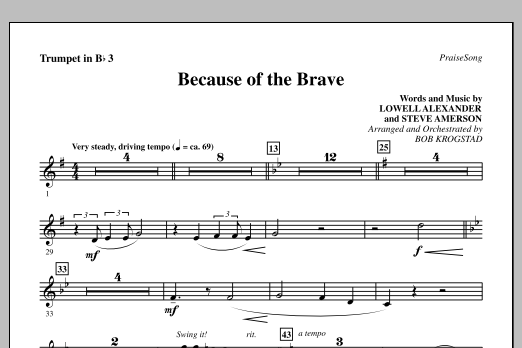 Download Bob Krogstad Because Of The Brave - Trumpet 3 Sheet Music
