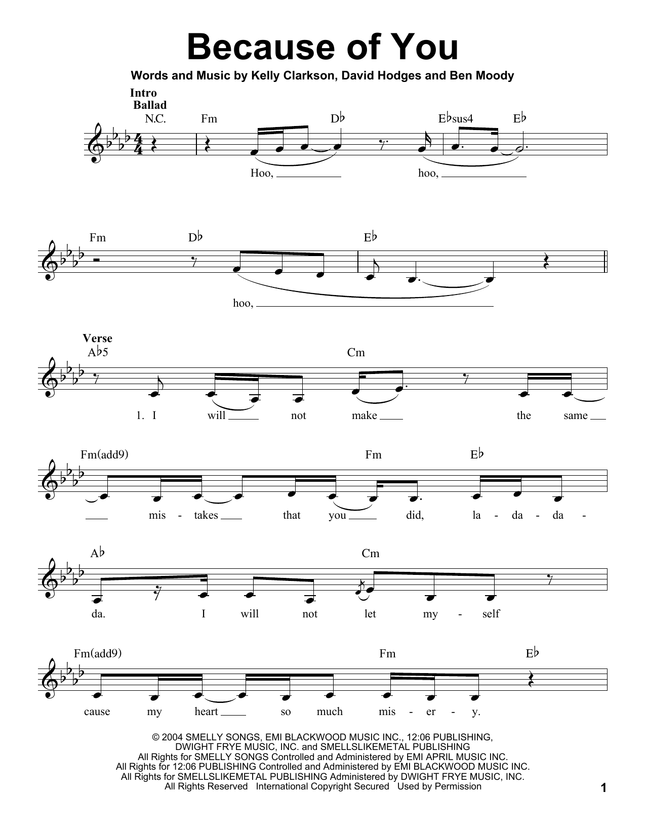 Download Reba McEntire with Kelly Clarkson Because Of You Sheet Music
