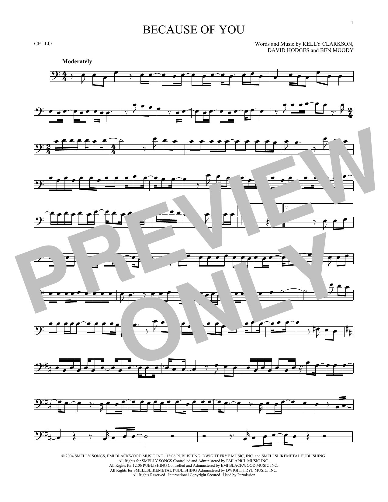 Download Kelly Clarkson Because Of You Sheet Music