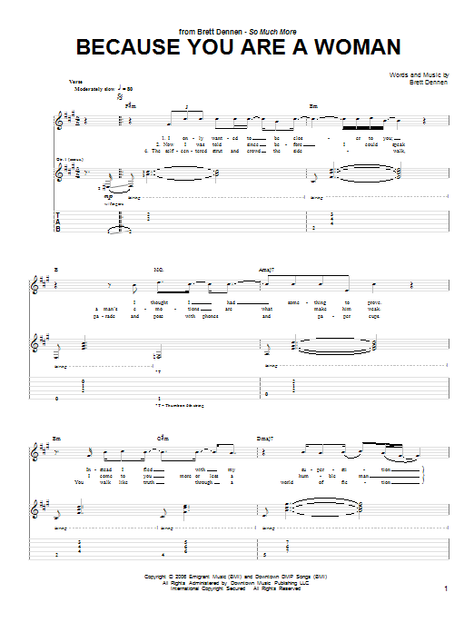 Download Brett Dennen Because You Are A Woman Sheet Music