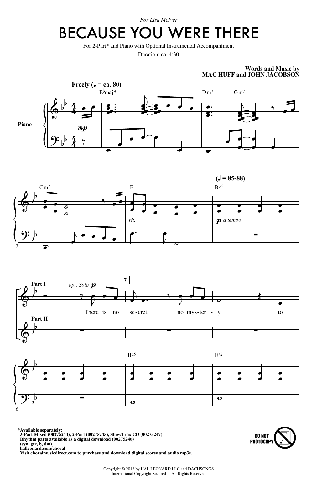 Download Mac Huff Because You Were There Sheet Music