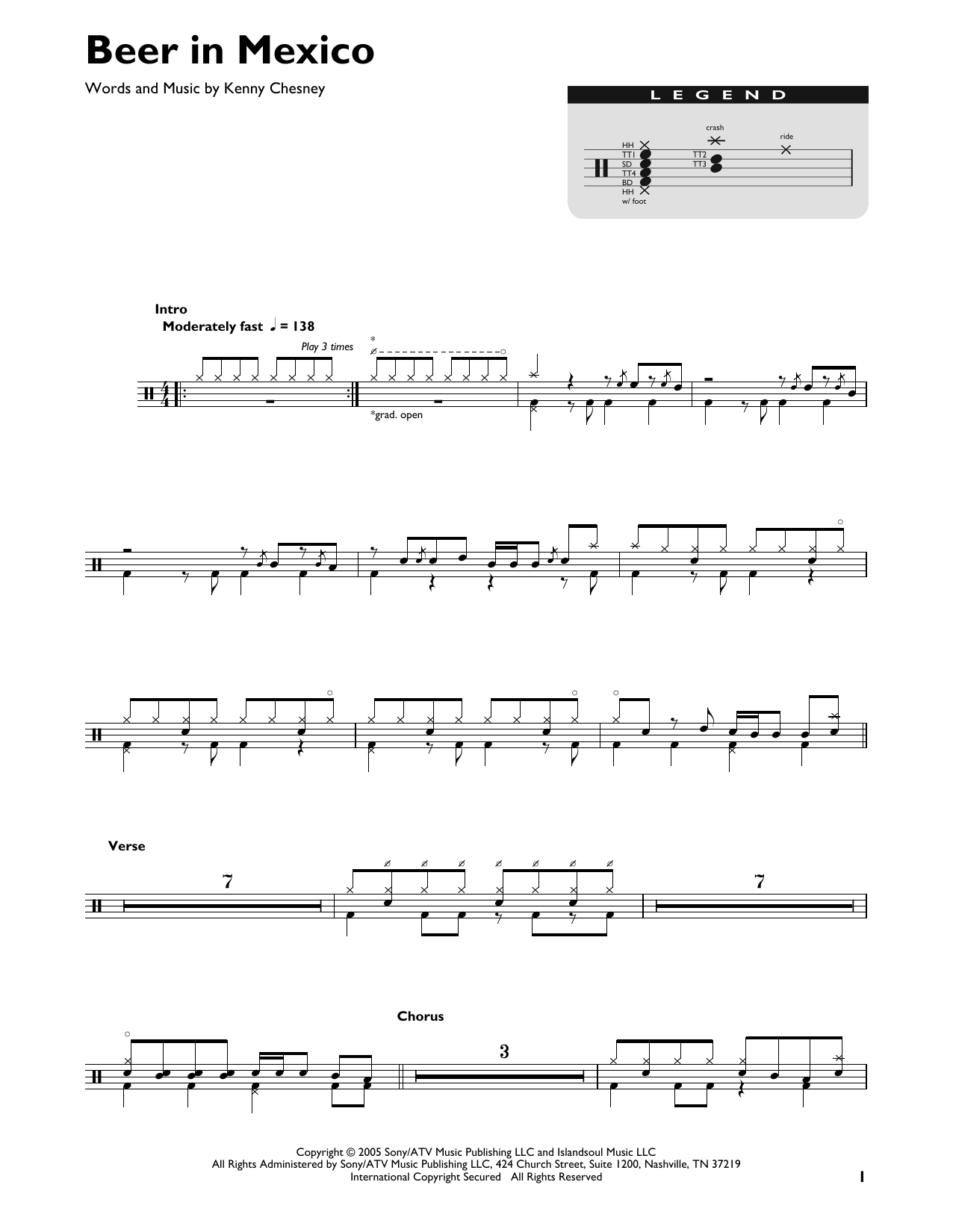 Download Kenny Chesney Beer In Mexico Sheet Music