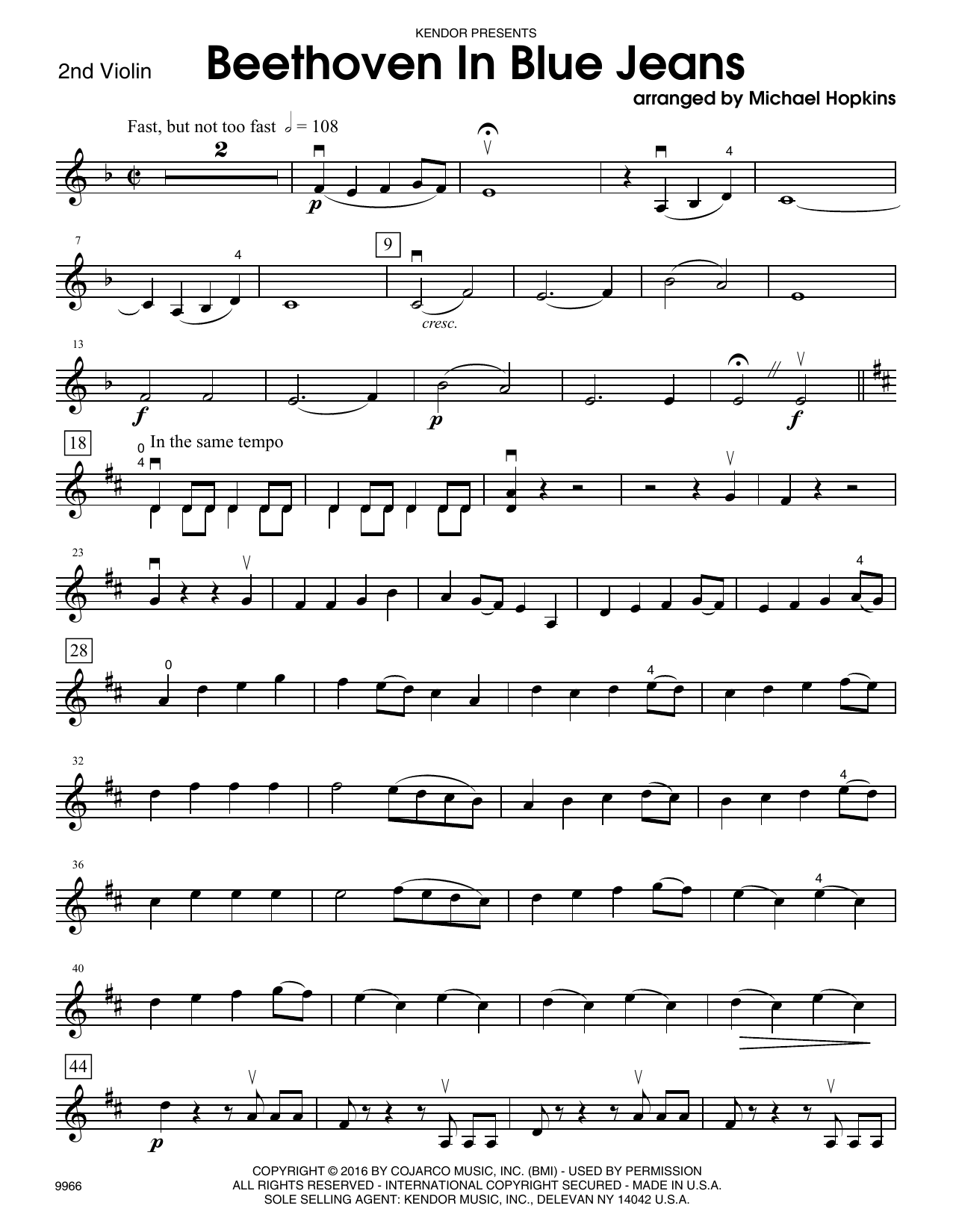 Download Michael Hopkins Beethoven In Blue Jeans - 2nd Violin Sheet Music