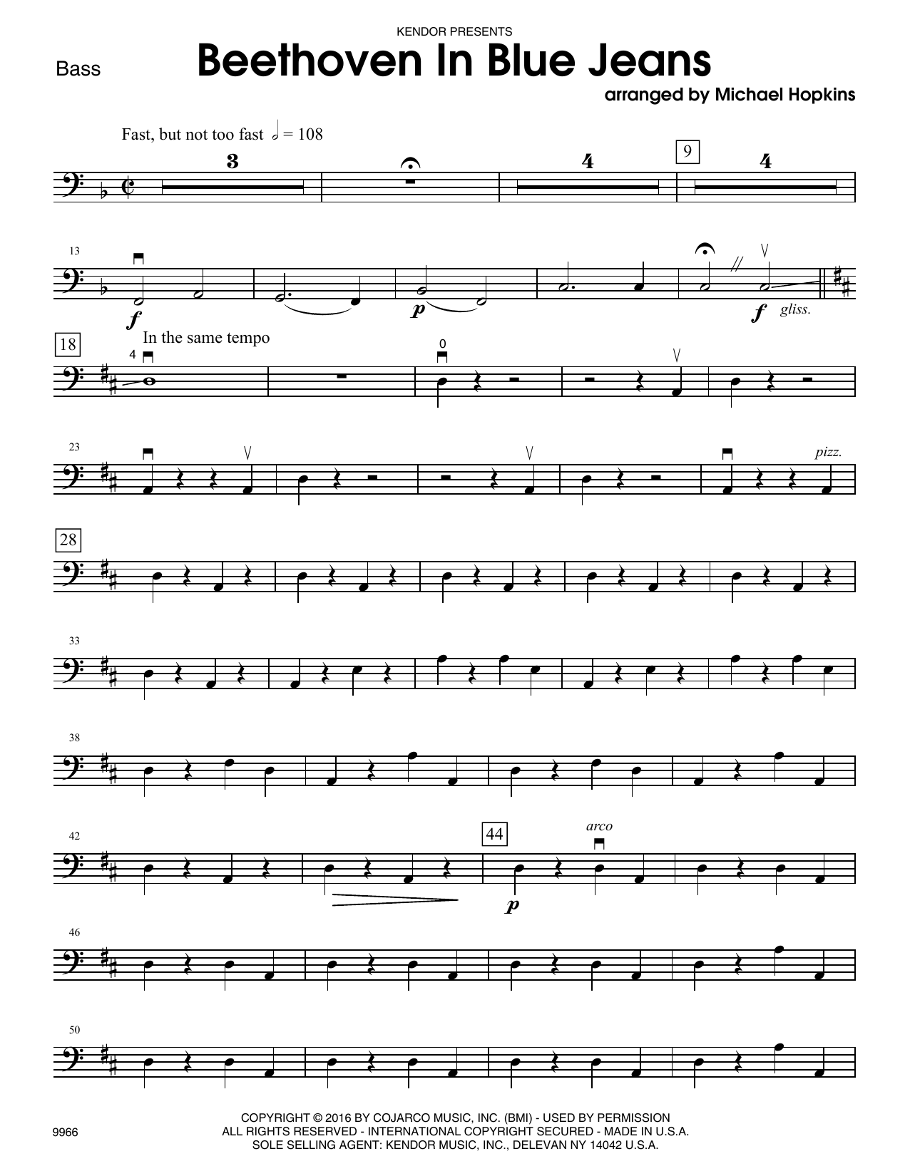 Download Michael Hopkins Beethoven In Blue Jeans - Bass Sheet Music