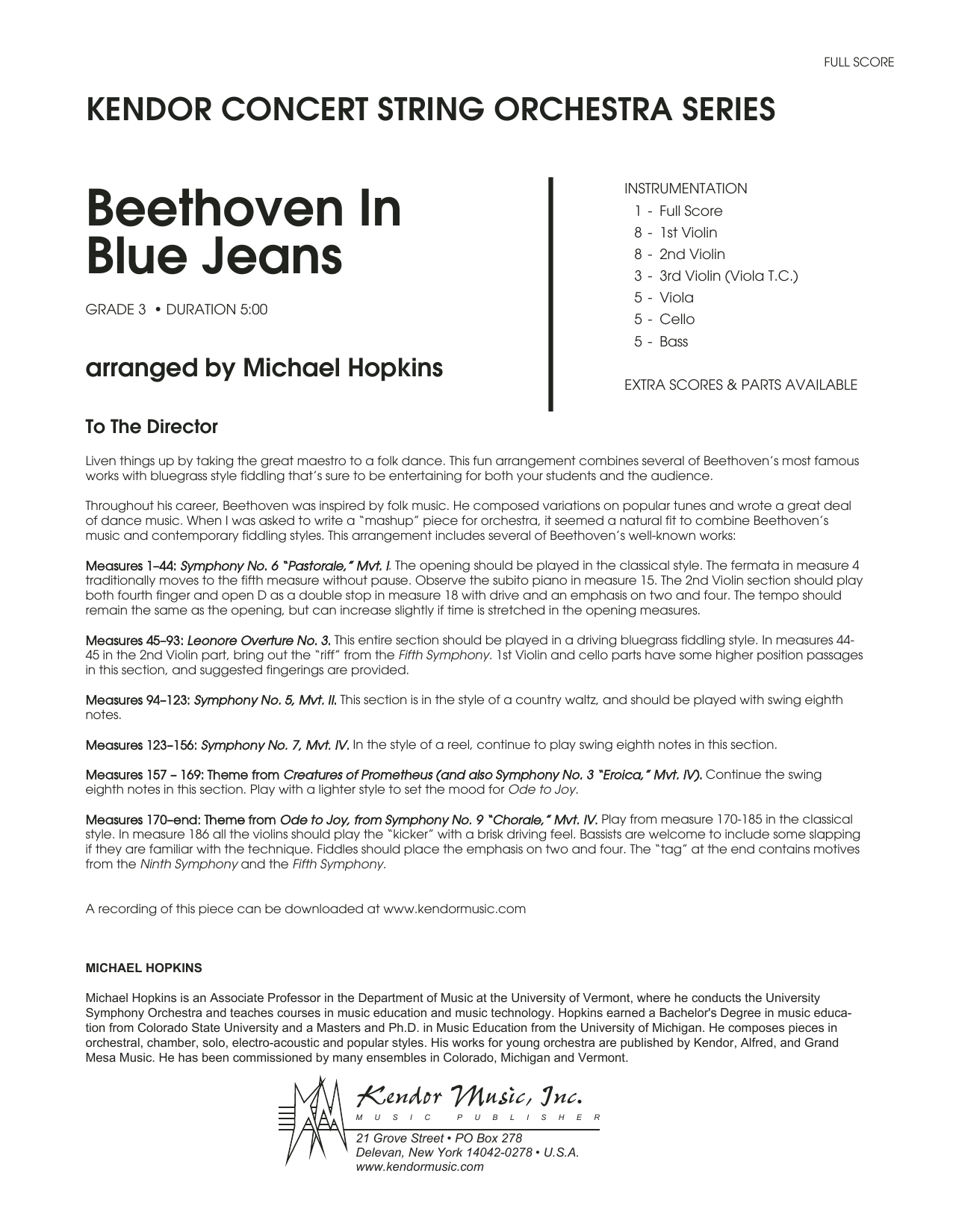 Download Michael Hopkins Beethoven In Blue Jeans - Full Score Sheet Music